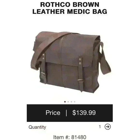ROTHCO Brown Leather Medic Bag Hobo Tote Purse - Picture 2 of 15